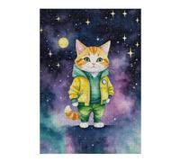 Puzzle 38x26cm/1000pcs pour Adolescentes Watercolor Cat in Space Puzzles pour Adolescentes Jeux Relaxants Décoration Parfaite Cadeaux Anti-Stress 38x26cm/1000pcs