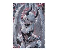 Puzzle 38x26cm/1000pcs pour Adolescentes Winged Anime Girl with Horns in Winter Puzzles pour Adultes Jeu Manuel Cadeaux pour Femmes pour Anniversaire, Noël 38x26cm/1000pcs