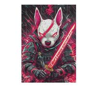 Puzzle 38x26cm/1000pcs pour Adolescents Bull Terrier Dog Samurai Warrior Casse-tête pour Adultes Jeu De Réflexion Décoration Intérieure Est Idéal comme Cadeau 38x26cm/1000pcs