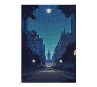 Puzzle 38x26cm/1000pcs pour Adolescents City Street at Night with Moon Puzzles pour Adolescents - Jeu Familial pour Améliorer La Mémoire - Cadeaux Anti-Stress 38x26cm/1000pcs