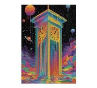 Puzzle 38x26cm/1000pcs pour Adolescents Colorful Clock Tower in Space Casse-tête pour Adultes Jeu De Réflexion Décoration Intérieure Est Idéal comme Cadeau 38x26cm/1000pcs