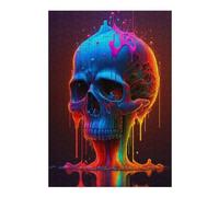 Puzzle 38x26cm/1000pcs pour Adolescents Colorful Melting Skull Art Puzzles pour Adolescents Jouets Anti-Stress Une Œuvre d'art pour Un Anniversaire, Noël 38x26cm/1000pcs