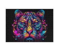 Puzzle 38x26cm/1000pcs pour Adolescents Colorful Tiger Portrait Artwork Casse-têtes pour Adultes, Jeu De Réflexion, Anti-Stress, Cadeaux d'anniversaire Et Cadeaux Uniques 38x26cm/1000pcs