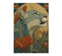 Puzzle 38x26cm/1000pcs pour Adolescents Cougar Art Nouveau Puzzles pour Adultes Jeu Manuel Décoration Murale Interaction Parent-Enfant 38x26cm/1000pcs
