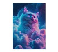 Puzzle 38x26cm/1000pcs pour Adolescents Cute White Night Cat Puzzles pour Adultes Jeu Manuel Découpe De Précision Cadeaux d'anniversaire Et Cadeaux Uniques 38x26cm/1000pcs