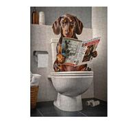 Puzzle 38x26cm/1000pcs pour Adolescents Dachshund Reading Newspaper on Toilet Puzzles pour Adultes Jeu Manuel Cadeau d'anniversaire Idéal pour Toute La Famille 38x26cm/1000pcs