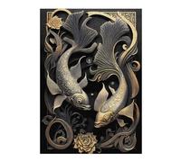 Puzzle 38x26cm/1000pcs pour Adolescents Dual Noble Koi Fish Puzzle pour Adultes Jouets Anti-Stress Décoration Parfaite pour Un Anniversaire, Noël 38x26cm/1000pcs