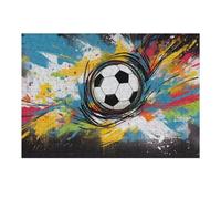 Puzzle 38x26cm/1000pcs pour Adolescents Dynamic Soccer Ball Artwork -1 Puzzles pour Adultes Jeux De Détente Décoration Intérieure Cadeaux Uniques pour Anniversaire Et Noël 38x26cm/1000pcs