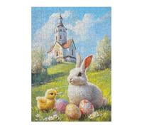 Puzzle 38x26cm/1000pcs pour Adolescents Easter Bunny and Chick Painting Puzzles pour Adolescents - Jeu Familial pour Améliorer La Mémoire - Cadeaux Anti-Stress 38x26cm/1000pcs