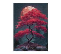 Puzzle 38x26cm/1000pcs pour Adolescents Full Moon Red Maple Tree Puzzle pour Adultes Jouets Anti-Stress Décoration Parfaite pour Un Anniversaire, Noël 38x26cm/1000pcs