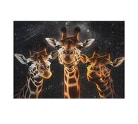 Puzzle 38x26cm/1000pcs pour Adolescents Giraffe Trio in Cosmic Light Puzzle pour Adultes Jeu Manuel Découpe De Précision Idéal comme Cadeau pour Toute La Famille 38x26cm/1000pcs