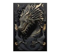 Puzzle 38x26cm/1000pcs pour Adolescents Golden Dragon Monarch Puzzle Adulte Anti-Stress Décoration Parfaite Interaction Parent-Enfant 38x26cm/1000pcs