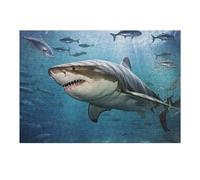 Puzzle 38x26cm/1000pcs pour Adolescents Great White Shark in Deep Blue Waters Casse-têtes pour Adultes, Jeu De Réflexion, Anti-Stress, Cadeaux d'anniversaire Et Cadeaux Uniques 38x26cm/1000pcs