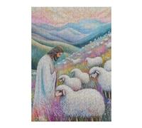 Puzzle 38x26cm/1000pcs pour Adolescents Jesus and Lambs Puzzle Adulte, Jouet, Décoration Murale, Décoration Intérieure, Cadeaux Uniques pour Anniversaire Et Noël 38x26cm/1000pcs