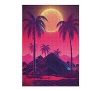 Puzzle 38x26cm/1000pcs pour Adolescents Neon Desert Oasis Puzzles pour Adultes Jeux Amusants Analyse Et Logique Cadeaux Uniques pour Anniversaire Et Noël 38x26cm/1000pcs