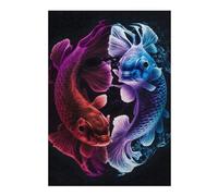 Puzzle 38x26cm/1000pcs pour Adolescents Neon Koi Fish Puzzles pour Adultes Jeu Manuel Découpe De Précision Cadeaux d'anniversaire Et Cadeaux Uniques 38x26cm/1000pcs