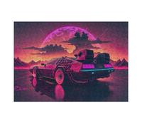 Puzzle 38x26cm/1000pcs pour Adolescents Neon Retro Futuristic Car Landscape Casse-têtes pour Adultes, Jeu De Réflexion, Anti-Stress, Cadeaux d'anniversaire Et Cadeaux Uniques 38x26cm/1000pcs