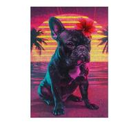 Puzzle 38x26cm/1000pcs pour Adolescents Neon Sunset Bulldog Casse-tête pour Adultes Jeu De Réflexion Décoration Intérieure Est Idéal comme Cadeau 38x26cm/1000pcs