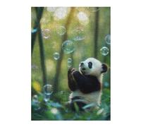 Puzzle 38x26cm/1000pcs pour Adolescents Panda Playing with Bubbles Puzzles pour Adultes Jeu Manuel Cadeau d'anniversaire Idéal pour Toute La Famille 38x26cm/1000pcs