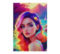 Puzzle 38x26cm/1000pcs pour Adolescents Rainbow Hair Dreamscape Puzzles pour Adultes Jeu De Réflexion Améliore La Mémoire Est Idéal comme Cadeau 38x26cm/1000pcs
