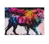 Puzzle 38x26cm/1000pcs pour Adolescents Rainbow Lion in Artistic Style Puzzles pour Adultes Jeux De Détente Décoration Intérieure Cadeaux Uniques pour Anniversaire Et Noël 38x26cm/1000pcs