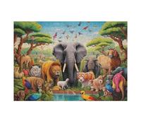 Puzzle 38x26cm/1000pcs Pour Adolescents Rainbow Zoo A Colorful Gathering of Animals Puzzles Pour Adultes Jeux De Détente Décoration Intérieure Cadeaux Uniques Pour Anniversaire Et Noël 38x26cm/1000pcs