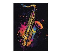 Puzzle 38x26cm/1000pcs pour Adolescents Saxophone Splash Puzzles pour Adultes Jeu Manuel Cadeau d'anniversaire Idéal pour Toute La Famille 38x26cm/1000pcs