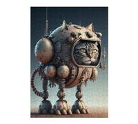 Puzzle 38x26cm/1000pcs pour Adolescents Steampunk Cat Robot Casse-têtes pour Adultes, Jeu De Réflexion, Anti-Stress, Cadeaux d'anniversaire Et Cadeaux Uniques 38x26cm/1000pcs