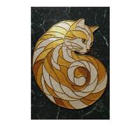 Puzzle 38x26cm/1000pcs pour Adolescents Stylized Cat Art Glass Puzzles pour Adultes Jeu Manuel Décoration Murale Interaction Parent-Enfant 38x26cm/1000pcs