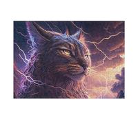 Puzzle 38x26cm/1000pcs pour Adolescents Thundering Cat Majesty -3 Puzzle pour Adultes Jouets Anti-Stress Décoration Parfaite pour Un Anniversaire, Noël 38x26cm/1000pcs