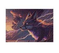 Puzzle 38x26cm/1000pcs pour Adolescents Thundering Wolf Epic Fantasy Artwork -1 Casse-tête pour Adultes Jeu De Réflexion Décoration Intérieure Est Idéal comme Cadeau 38x26cm/1000pcs