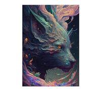 Puzzle 38x26cm/1000pcs pour Adolescents Whimsical Wolf Portrait Puzzles pour Adultes Jeux Amusants Analyse Et Logique Cadeaux Uniques pour Anniversaire Et Noël 38x26cm/1000pcs