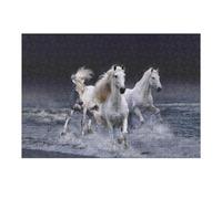 Puzzle 38x26cm/1000pcs pour Adolescents White Horses Galloping on The Beach Puzzle Adulte, Jouet, Décoration Murale, Décoration Intérieure, Cadeaux Uniques pour Anniversaire Et Noël 38x26cm/1000pcs