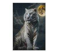 Puzzle 38x26cm/1000pcs pour Adolescents White Tiger Under The Moonlit Sky Puzzle pour Adultes Jeux Relaxants Vacances À La Maison Offre Spéciale pour Toute La Famille 38x26cm/1000pcs