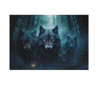 Puzzle 38x26cm/1000pcs pour Adolescents Wolf Pack in Moonlit Forest Casse-têtes pour Adultes, Jeu De Réflexion, Anti-Stress, Cadeaux d'anniversaire Et Cadeaux Uniques 38x26cm/1000pcs