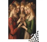Puzzle 38x26cm/1000pcs pour Adultes 5 Femmes blotties Les unes Contre Les Autres- Peinture de la Style Renaissance,pour Femmes Et Hommes,Planche en Bois,Verrouillage De Précision