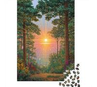 Puzzle 38x26cm/1000pcs pour Adultes Coucher de Soleil sur l'océan Tropical, forêt verdoyante,pour Femmes Et Hommes,Planche en Bois,Verrouillage De Précision