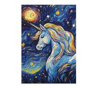 Puzzle 38x26cm/1000pcs pour Adultes Cute Starry Night Unicorn Adolescents Puzzles Jeu Manuel Course De Vitesse Offrez-Leur des Cadeaux pour Toute La Famille 38x26cm/1000pcs