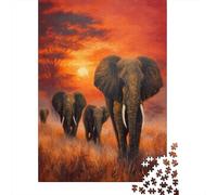 Puzzle 38x26cm/1000pcs pour Adultes Éléphants in African Savanna,pour Femmes Et Hommes,Planche en Bois,Verrouillage De PrécisionFaune