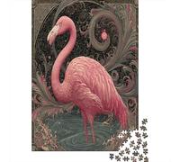 Puzzle 38x26cm/1000pcs pour Adultes Flamant Rose,pour Femmes Et Hommes,Planche en Bois,Verrouillage De Précision Tourbillon tourbillonnant