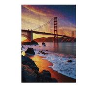 Puzzle 38x26cm/1000pcs pour Adultes Golden Gate Bridge Adolescents Puzzles Jeu Manuel Course De Vitesse Offrez-Leur des Cadeaux pour Toute La Famille 38x26cm/1000pcs