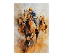 Puzzle 38x26cm/1000pcs pour Adultes Horse Riding Sport Art Adolescents Puzzles Jeu Manuel Course De Vitesse Offrez-Leur des Cadeaux pour Toute La Famille 38x26cm/1000pcs