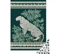 Puzzle 38x26cm/1000pcs pour Adultes Léopard,pour Femmes Et Hommes,Planche en Bois,Verrouillage De Précision Motif Grec