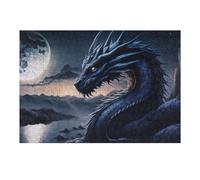 Puzzle 38x26cm/1000pcs pour Adultes Moonlight Dragon Fantasy Puzzles pour Adultes Jeu Manuel Difficile Difficile Idéal comme Cadeau pour Toute La Famille 38x26cm/1000pcs