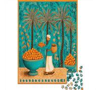 Puzzle 38x26cm/1000pcs pour Adultes Palmier dattier, Un Homme Porte Un Panier de dattes sur la tête,pour Femmes Et Hommes,Planche en Bois,Verrouillage De Précision