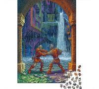 Puzzle 38x26cm/1000pcs pour Adultes Peintures médiévales de Duels chevaleresques,pour Femmes Et Hommes,Planche en Bois,Verrouillage De Précision