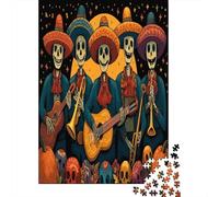 Puzzle 38x26cm/1000pcs pour Adultes Squelettes Playing Musical Instruments,pour Femmes Et Hommes,Planche en Bois,Verrouillage De Précision