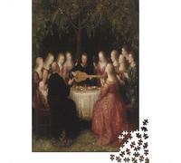 Puzzle 38x26cm/1000pcs pour Adultes Style médiéval,pour Femmes Et Hommes,Planche en Bois,Verrouillage De Précision Jouer du Luth Lors d'un Banquet