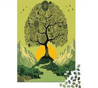 Puzzle 38x26cm/1000pcs pour Adultes The Arbre de Vie, in The Mountains, with Rivers Flowing,pour Femmes Et Hommes,Planche en Bois,Verrouillage De Précision