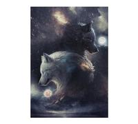 Puzzle 38x26cm/1000pcs pour Adultes Two Wolves in The Moonlight -1 Adolescents Puzzles Jeu Manuel Course De Vitesse Offrez-Leur des Cadeaux pour Toute La Famille 38x26cm/1000pcs